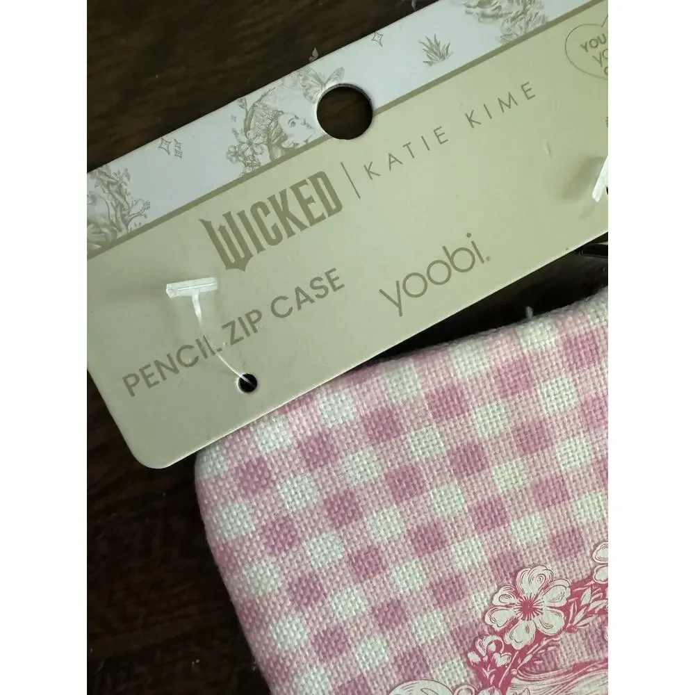 NWT Wicked X Katie Kime Gingham Plaid Yoobi Zip Around Soft Pencil Case